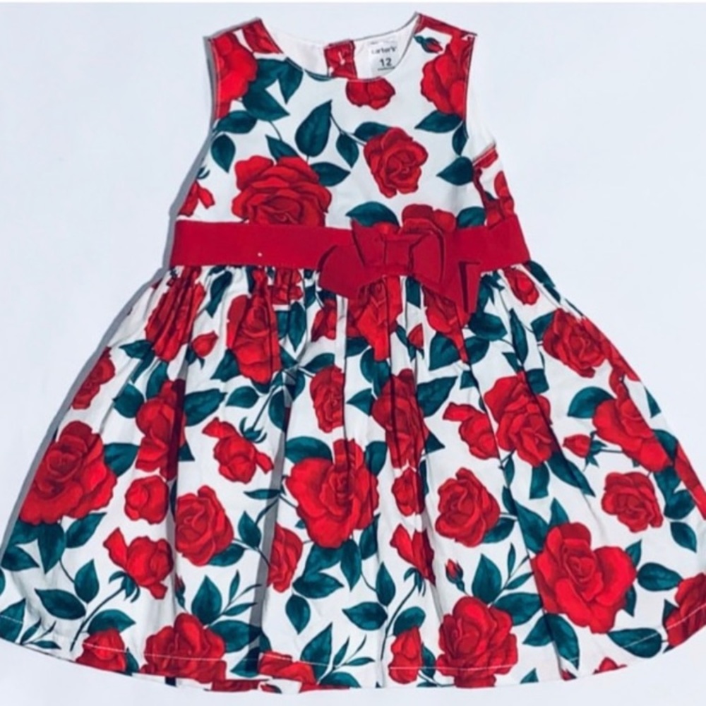 CARTERS Red Rose Party Dress/Formal 12M